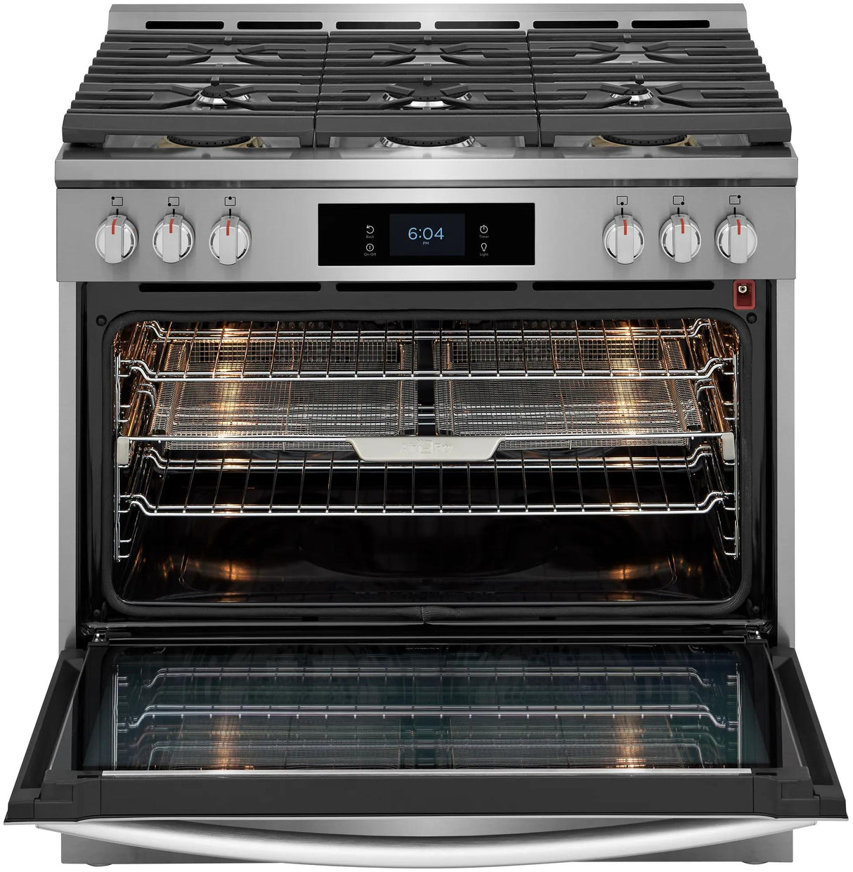 Frigidaire Gallery 36" Slide-In Dual-Fuel Range with Total Convection & Air Fry, 6 Burners, 4.6 Cu. Ft., Smudge-Proof Stainless Steel - GCFD3661AF