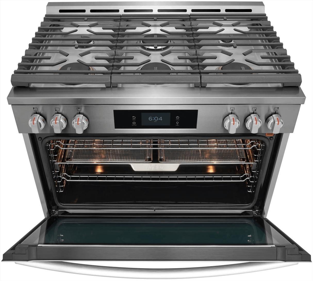 Frigidaire Gallery 36" Slide-In Dual-Fuel Range with Total Convection & Air Fry, 6 Burners, 4.6 Cu. Ft., Smudge-Proof Stainless Steel - GCFD3661AF