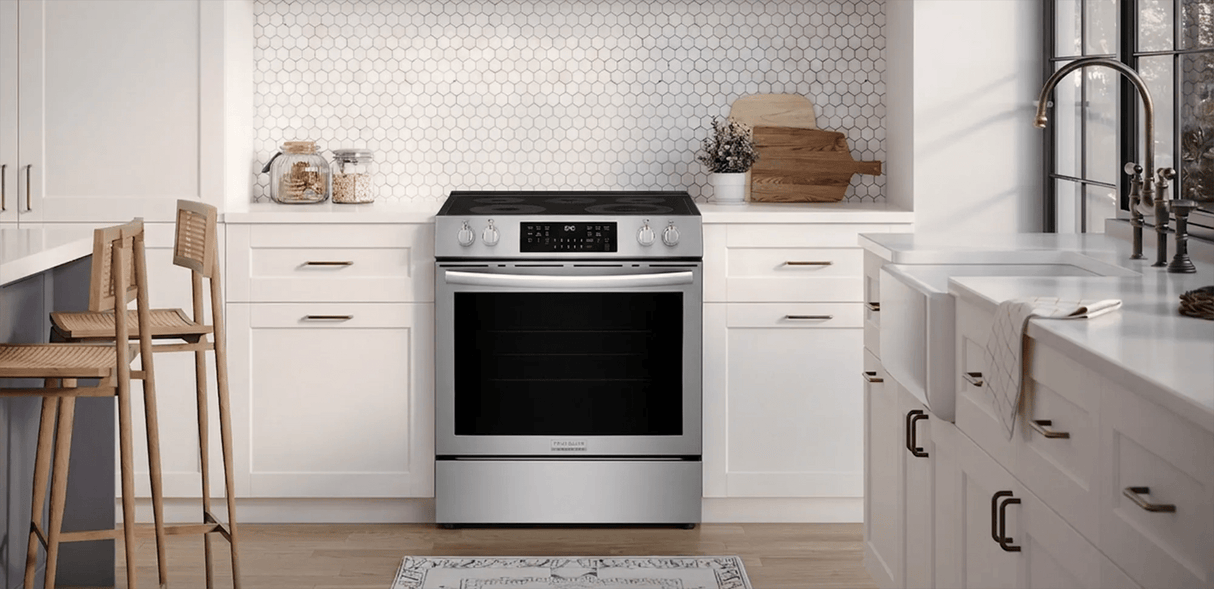 Frigidaire Gallery 30" Front Control Freestanding Electric Range with Total Convection & Air Fry, 5.3 Cu. Ft., Smudge-Proof Stainless Steel - GCFE3059BF