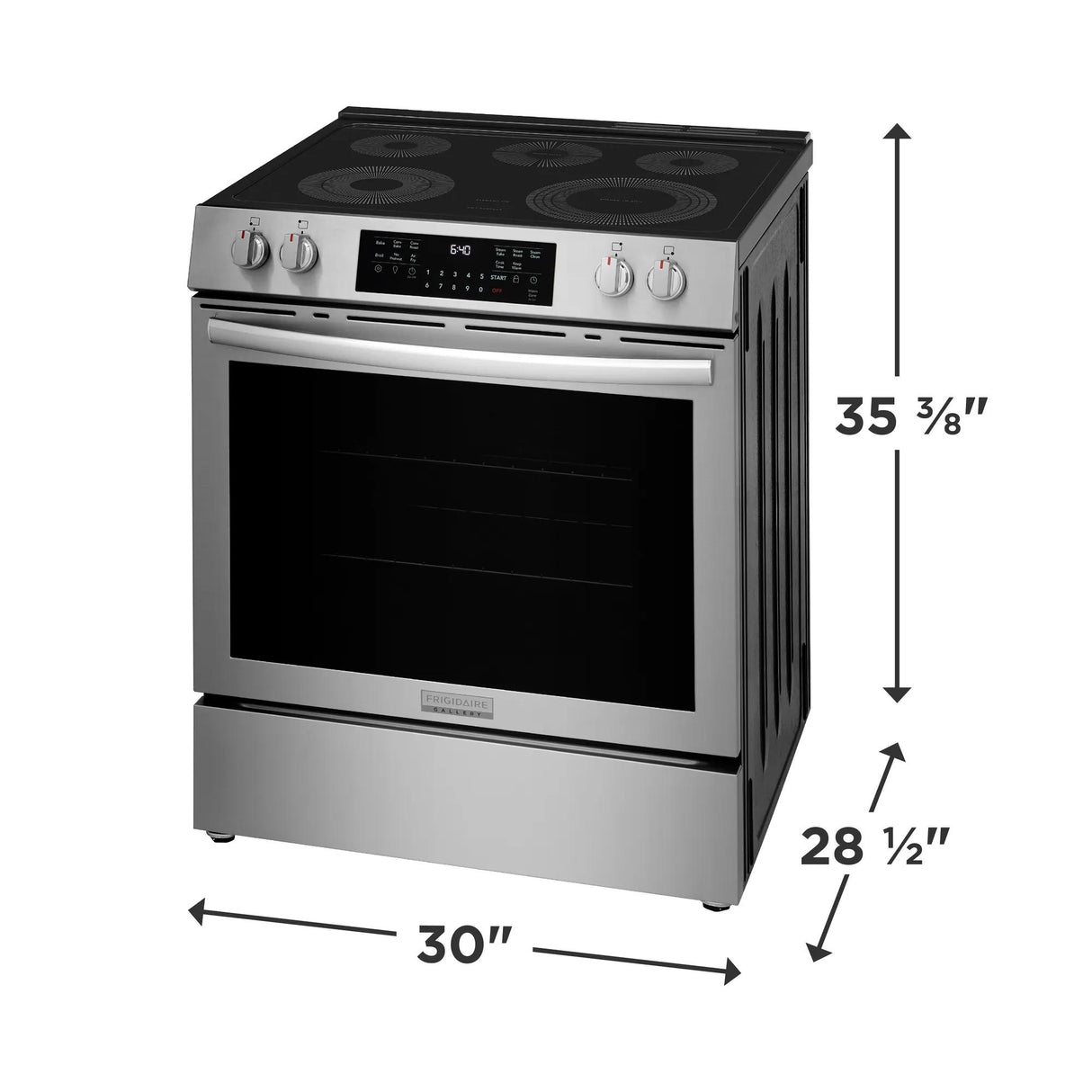 Frigidaire Gallery 30" Front Control Freestanding Electric Range with Total Convection & Air Fry, 5.3 Cu. Ft., Smudge-Proof Stainless Steel - GCFE3059BF