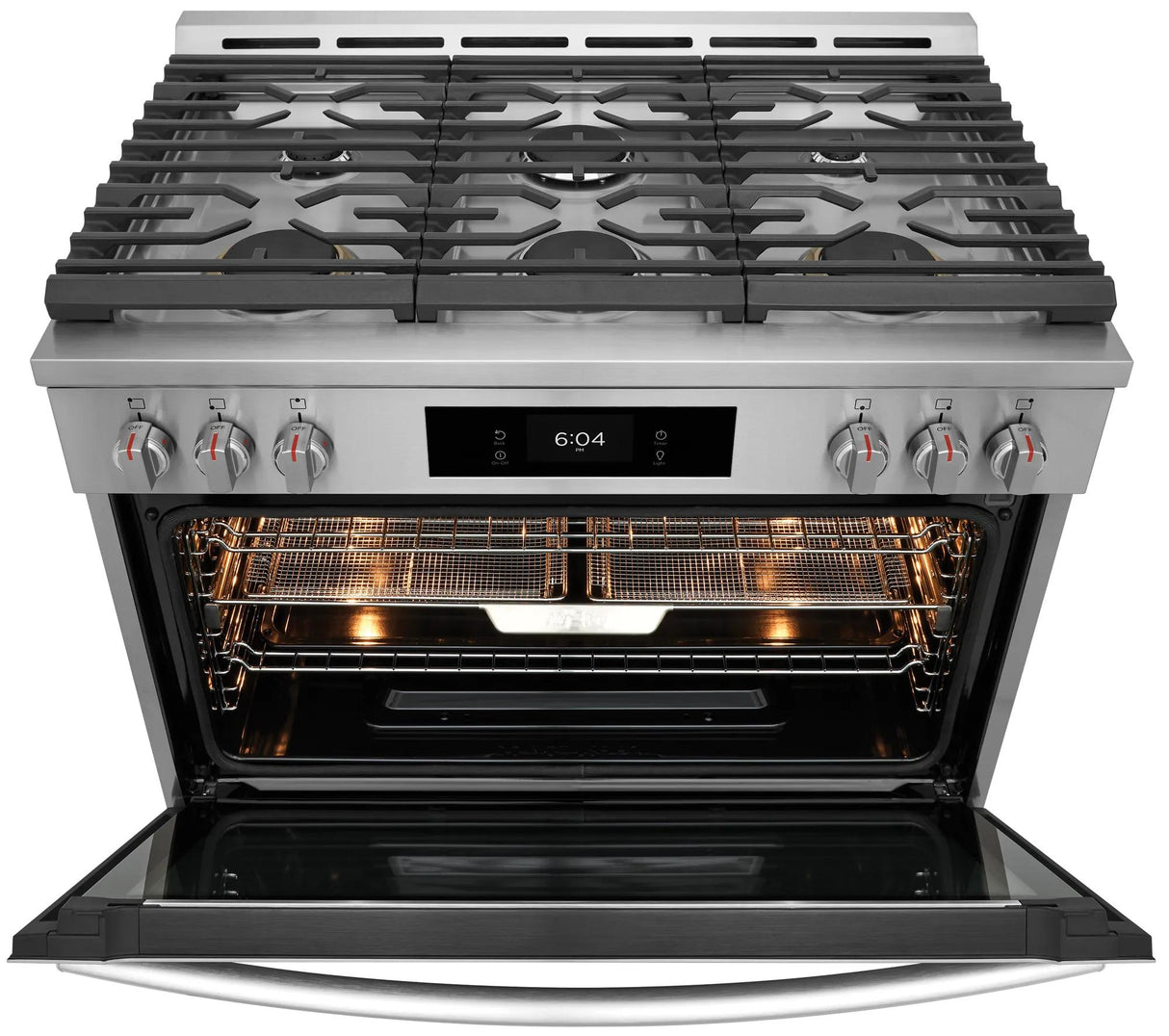 Frigidaire Gallery 36" Freestanding Gas Range with Total Convection & Air Fry, 6 Burners, 4.6 Cu. Ft., Smudge-Proof Stainless Steel - GCFG3661AF