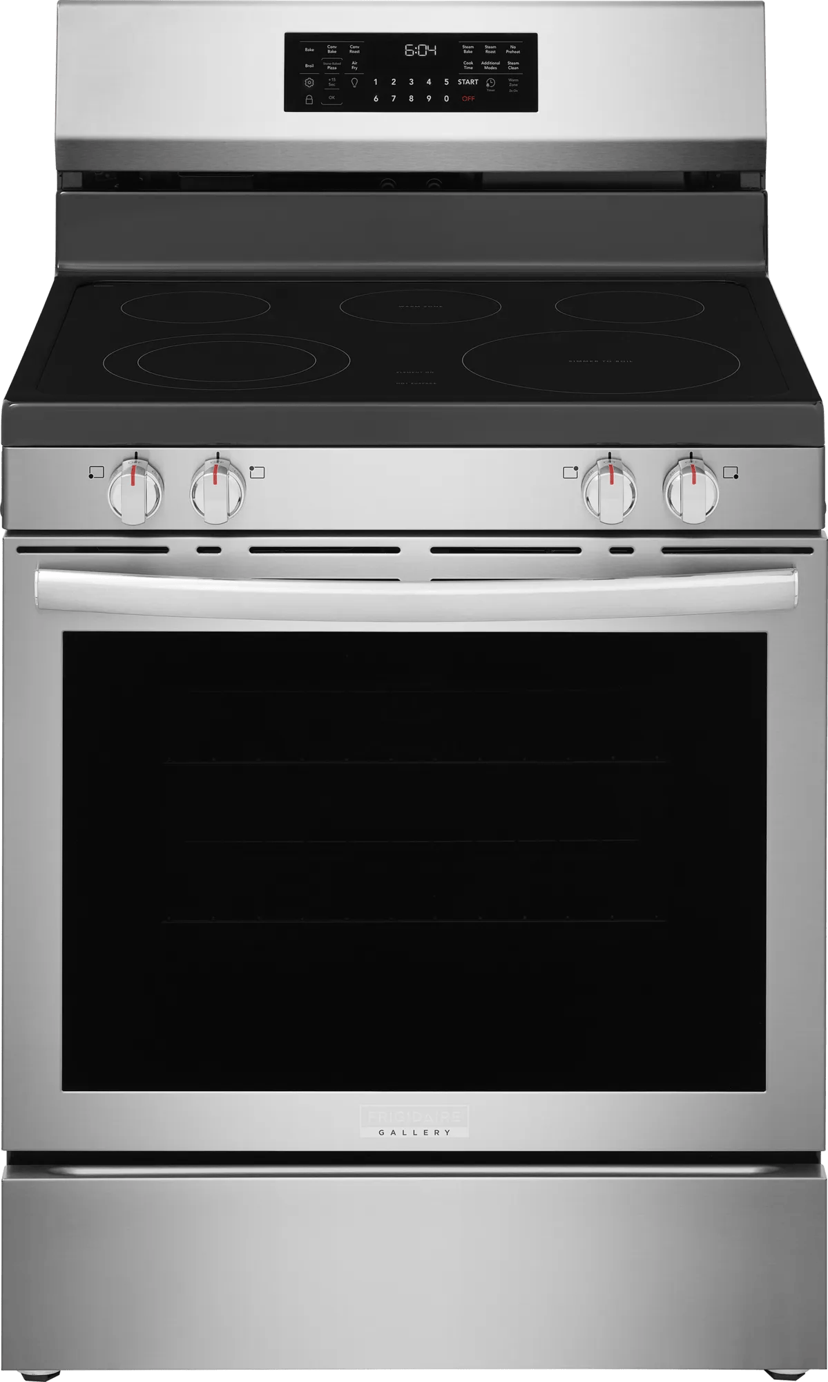 Frigidaire Gallery GCRE3070BF 30-inch electric range, front view