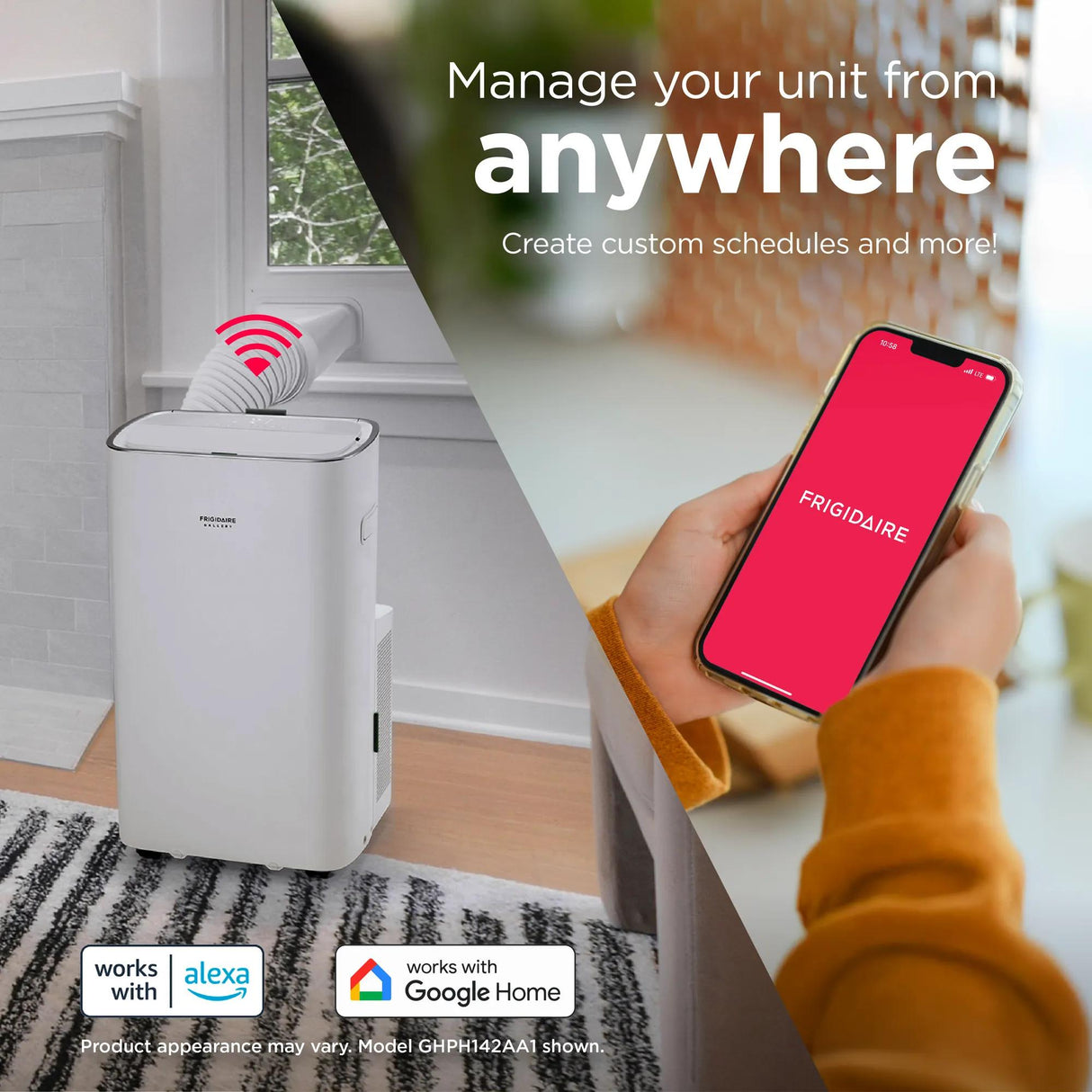 Frigidaire Gallery 3-in-1 Smart Inverter Portable Air Conditioner, 14,000 BTU (10,500 DOE) with Wi-Fi, White - GHPC142AA1