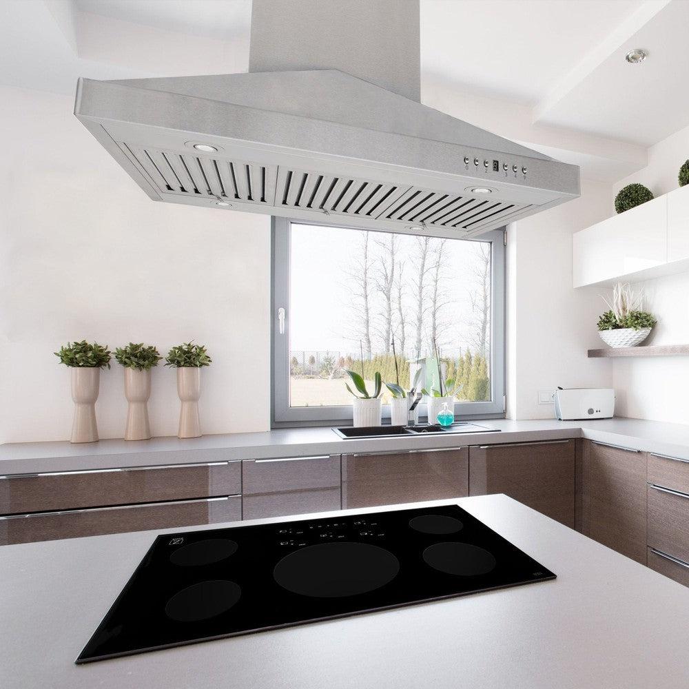 ZLINE 36 in. CrownSound™ Ducted Vent Island Mount Range Hood in Stainless Steel with Built-in Bluetooth Speakers (GL1iCRN-BT-36) - (GL1ICRNBT36) -
