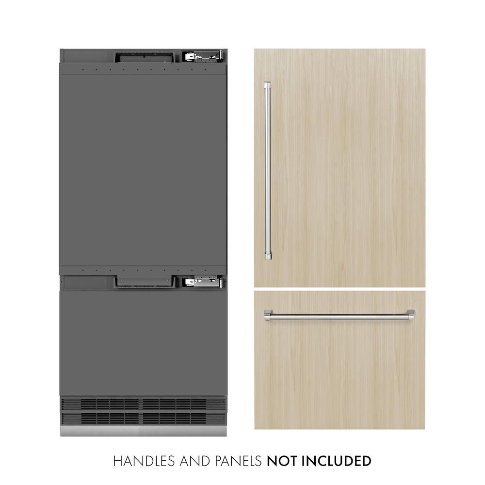 ZLINE 36 in. 19.8 cu. ft. Panel Ready Built-In Bottom Freezer Refrigerator with Water Dispenser and Ice Maker with Graphite Gray Interior (GRBIT-36) - (GRBIT36) -