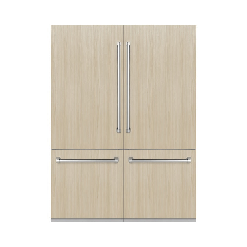 ZLINE 60 in. 32.2 cu. ft. Panel Ready French Door Built-In Bottom Freezer Refrigerator with Water Dispensers and Ice Makers with Graphite Gray Interior (GRBIV-60) - (GRBIV60) -