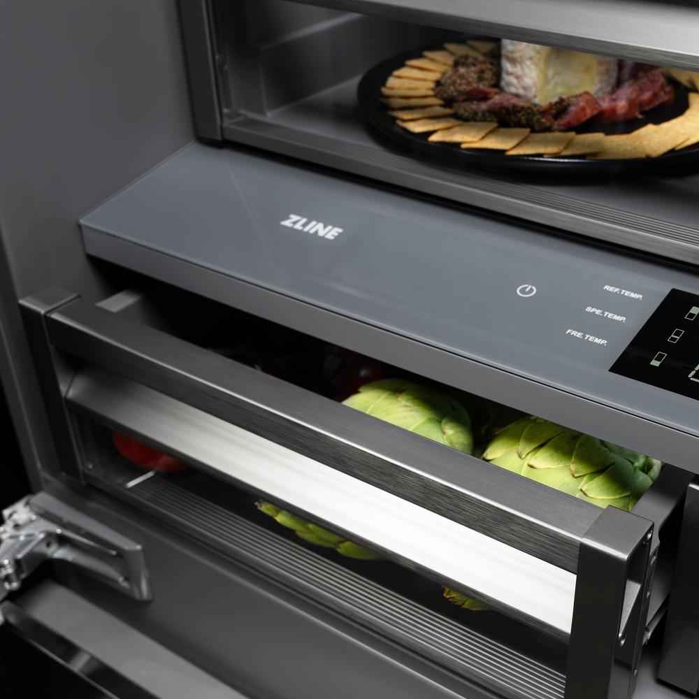 ZLINE 36 in. 19.6 cu. ft. French Door Built-In Bottom Freezer Refrigerator with Water Dispenser and Ice Maker in White Matte with Graphite Gray Interior (GRBIV-WM-36) - (GRBIVWM36) -