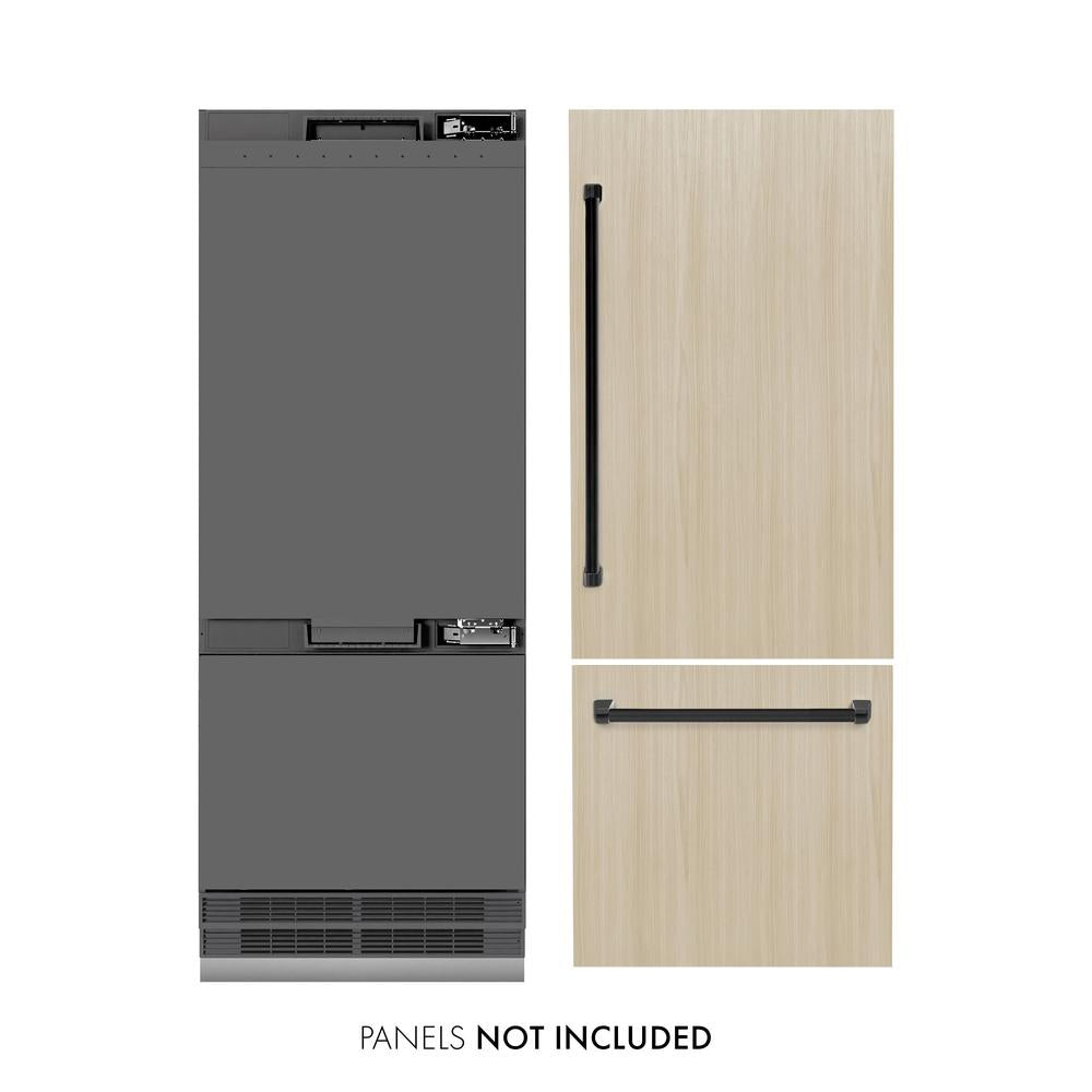 ZLINE Autograph Edition 30 in. 16.1 cu. ft. Panel Ready Built-In Bottom Freezer Refrigerator with Water Dispenser and Ice Maker with Graphite Gray Interior and Matte Black Accents (GRBIVZ-30-MB) - (GRBIVZ30MB) -