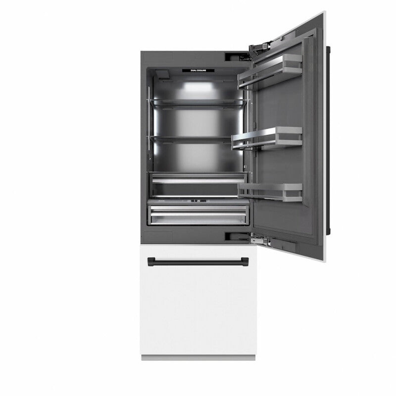 Autograph Edition 30 in. 16.1 cu. ft. Built-In Bottom Freezer Refrigerator with Water Dispenser and Ice Maker - (GRBIVZWM30MB) -