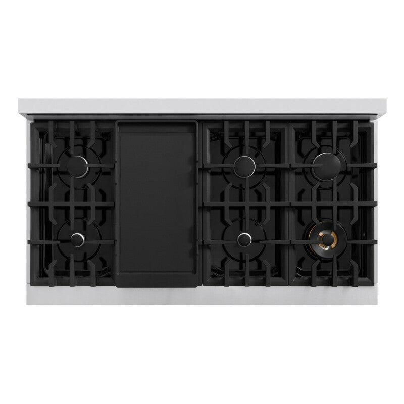 ZLINE 48 in. 6.7 cu. ft. Select Double Oven Dual Fuel Range with 8 Burner Gas Cooktop in Stainless Steel with Black Matte Doors (HDR-BLM-48) - (HDRBLM48) -