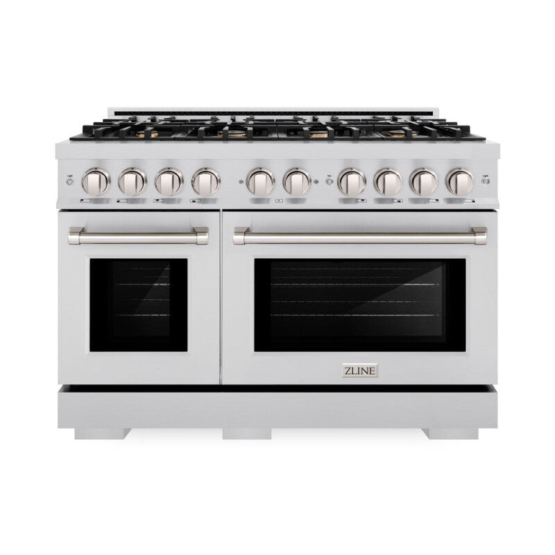 ZLINE 48 in. 6.7 cu. ft. Select Double Oven Dual Fuel Range in Stainless Steel with 8 Brass Burners (HDR-BR-48) - (HDRBR48) -