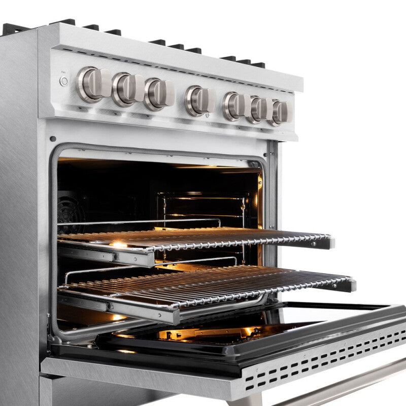 ZLINE 36 in. 5.2 cu. ft. Select Dual Fuel Range with Gas Cooktop and Electric Convection Oven in DuraSnow® Stainless Steel with 6 Brass Burners (HDRS-BR-36) - (HDRSBR36) -