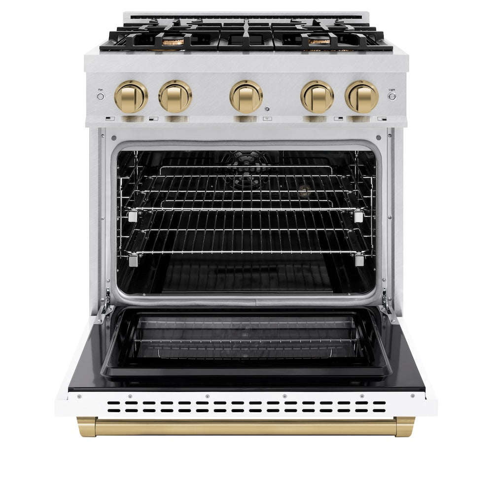 Autograph Edition 30 in. 4.2 cu. ft. Select Dual Fuel Range with 4 Burner Gas Cooktop and Electric Convection Oven - (HDRSZWM30CB) -