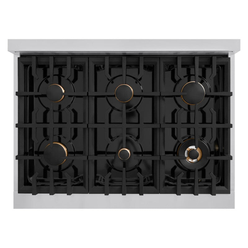 ZLINE Autograph Edition 36 in. 5.2 cu. ft. Select Dual Fuel Range with 6 Burner Gas Cooktop and Electric Convection Oven in Stainless Steel with Matte Black Accents (HDRZ-36-MB) - (HDRZ36MB) -