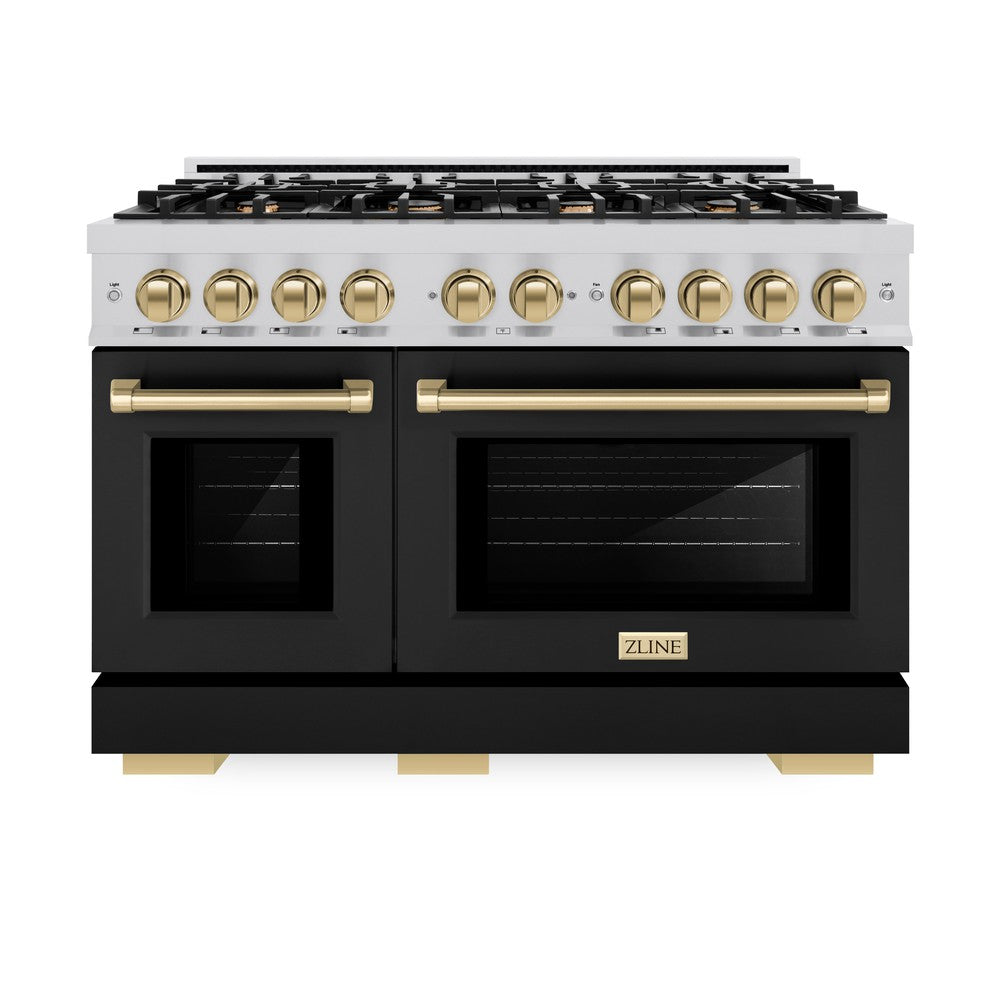 Autograph Edition 48 in. 6.7 cu. ft. Select Double Oven Dual Fuel Range with 8 Burner Gas Cooktop - (HDRZBLM48CB) -