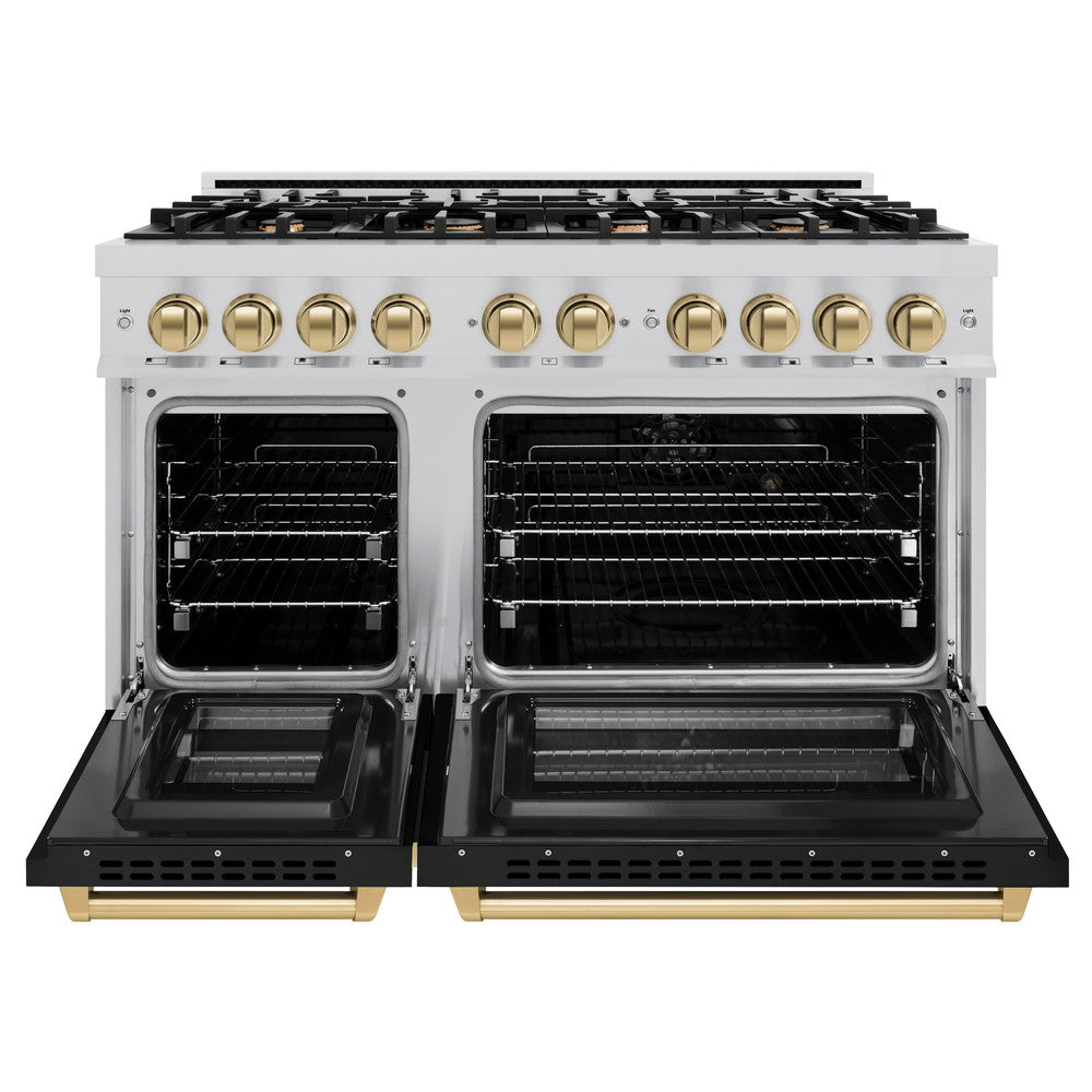 Autograph Edition 48 in. 6.7 cu. ft. Select Double Oven Dual Fuel Range with 8 Burner Gas Cooktop - (HDRZBLM48CB) -