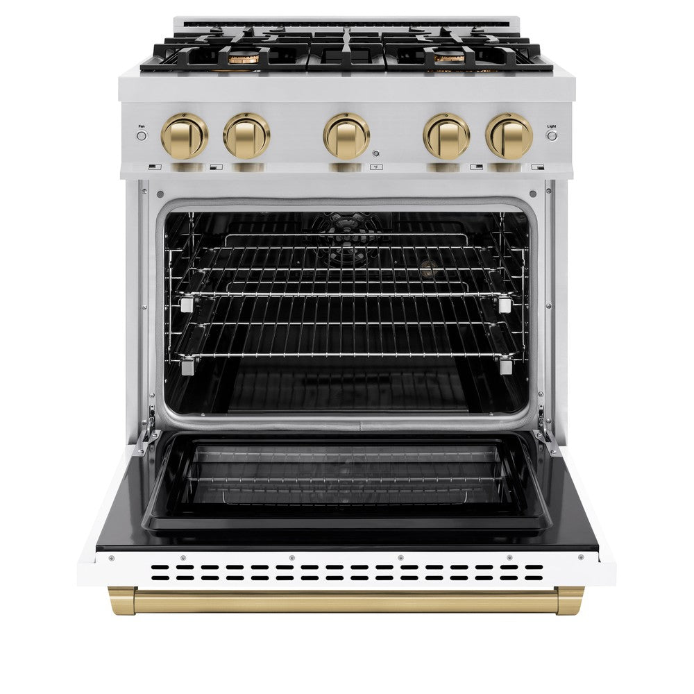 Autograph Edition 30 in. 4.2 cu. ft. Select Dual Fuel Range with 4 Burner Gas Cooktop and Electric Convection Oven - (HDRZWM30CB) -