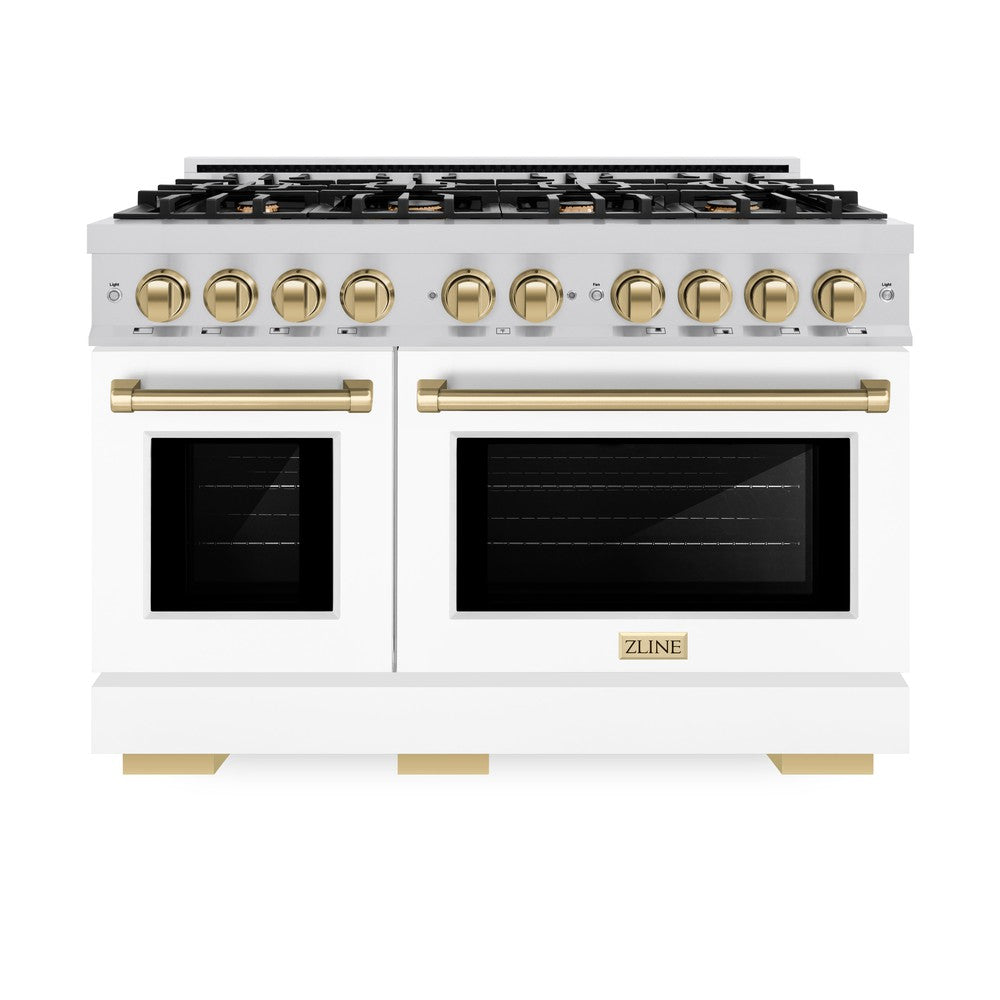 Autograph Edition 48 in. 6.7 cu. ft. Select Double Oven Dual Fuel Range with 8 Burner Gas Cooktop - (HDRZWM48CB) -