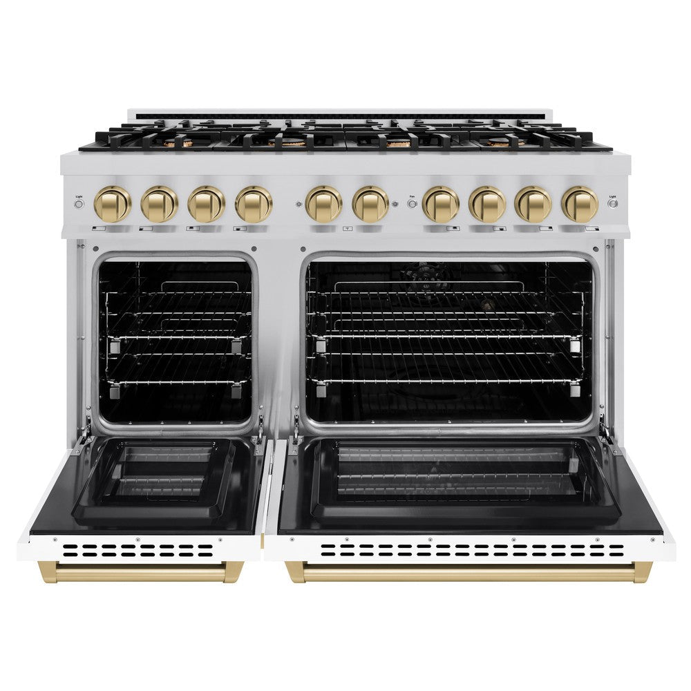 Autograph Edition 48 in. 6.7 cu. ft. Select Double Oven Dual Fuel Range with 8 Burner Gas Cooktop - (HDRZWM48CB) -