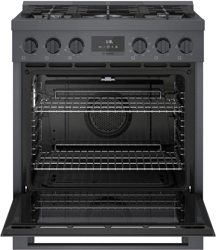 800 Series Dual Fuel Freestanding Range 30" Black Stainless Steel - (HDS8045U) - BOSCH