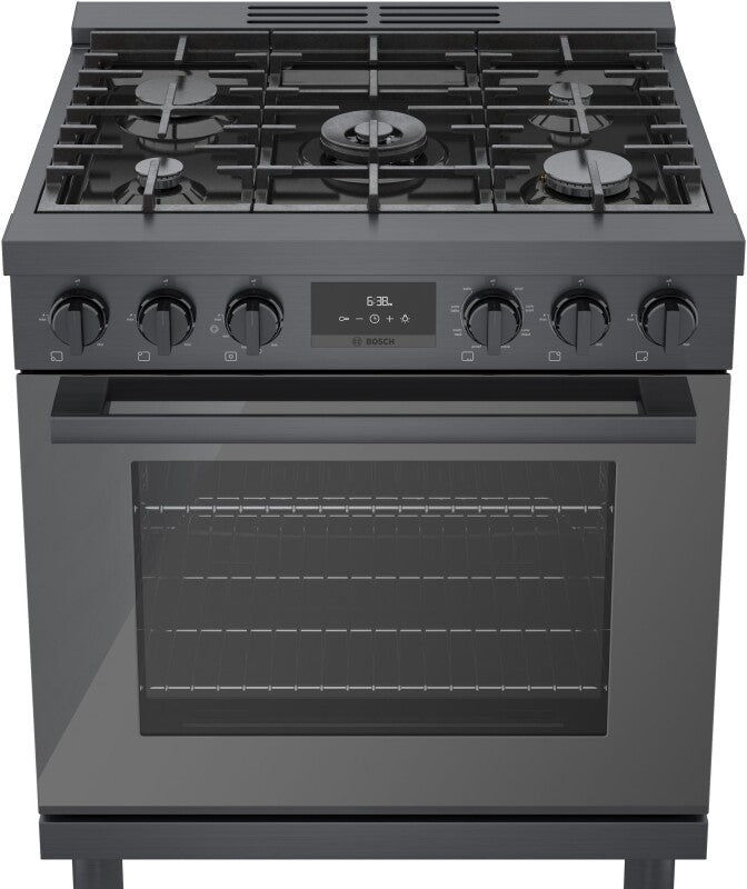 800 Series Dual Fuel Freestanding Range 30" Black Stainless Steel - (HDS8045U) - BOSCH