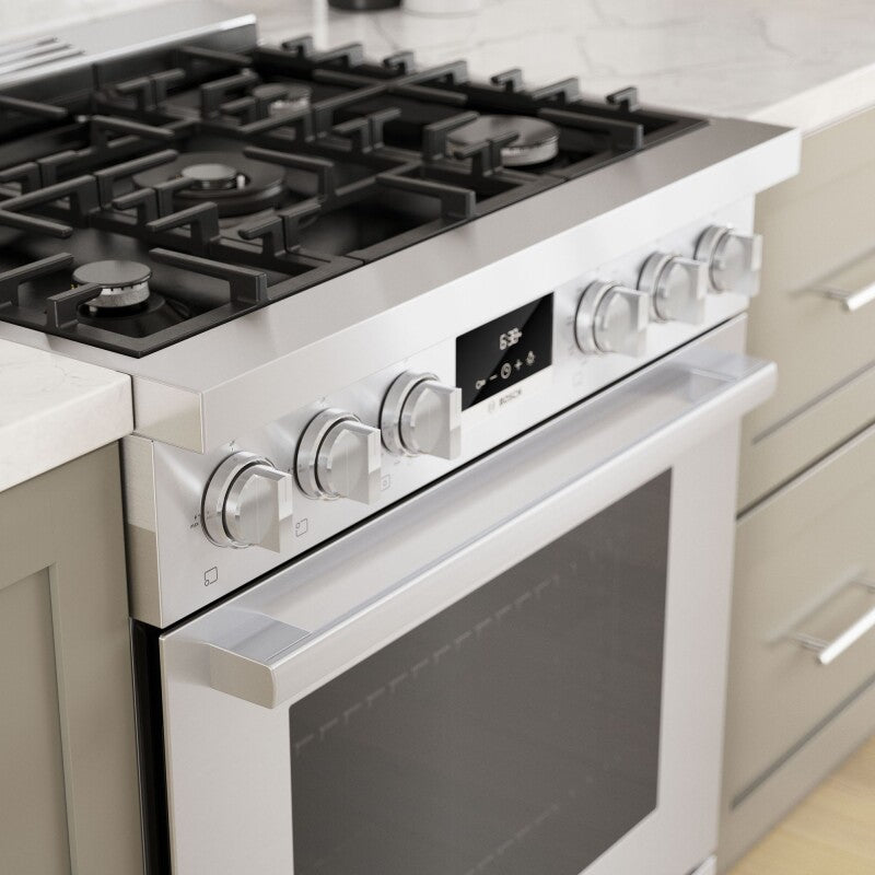 800 Series Dual Fuel Freestanding Range 30" Stainless Steel - (HDS8055U) - BOSCH