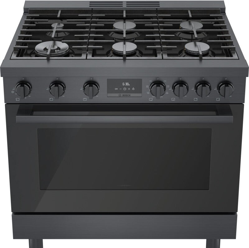 800 Series Dual Fuel Freestanding Range 36" Black Stainless Steel - (HDS8645U) - BOSCH