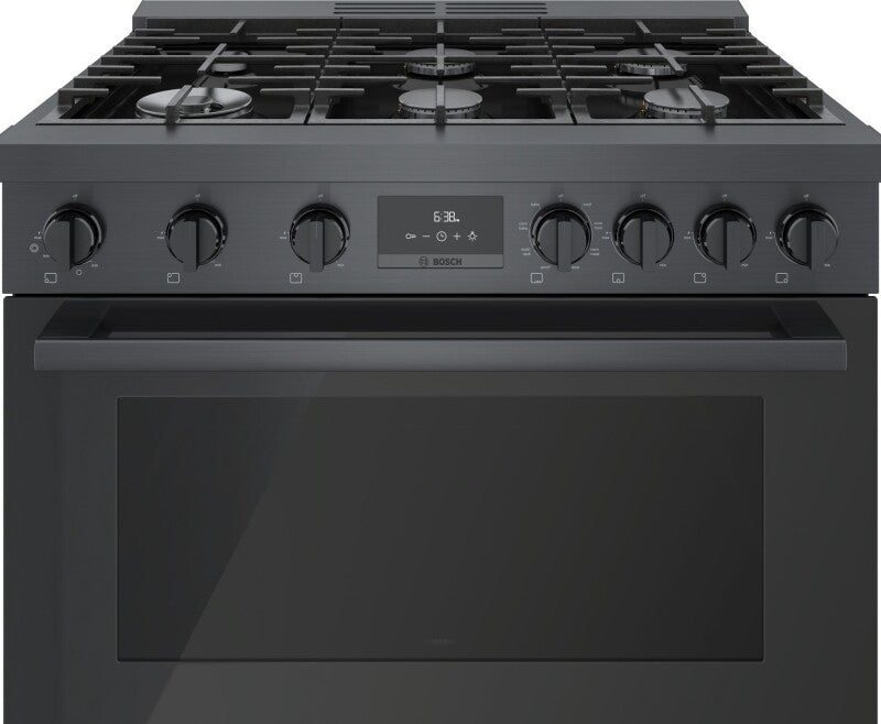 800 Series Dual Fuel Freestanding Range 36" Black Stainless Steel - (HDS8645U) - BOSCH