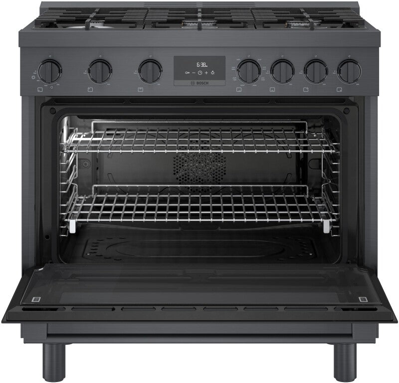 800 Series Dual Fuel Freestanding Range 36" Black Stainless Steel - (HDS8645U) - BOSCH