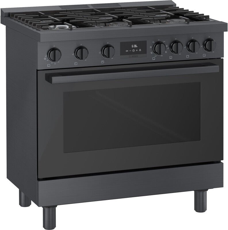 800 Series Dual Fuel Freestanding Range 36" Black Stainless Steel - (HDS8645U) - BOSCH