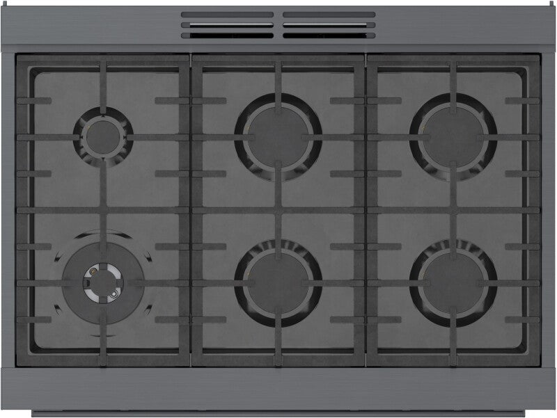 800 Series Dual Fuel Freestanding Range 36" Black Stainless Steel - (HDS8645U) - BOSCH