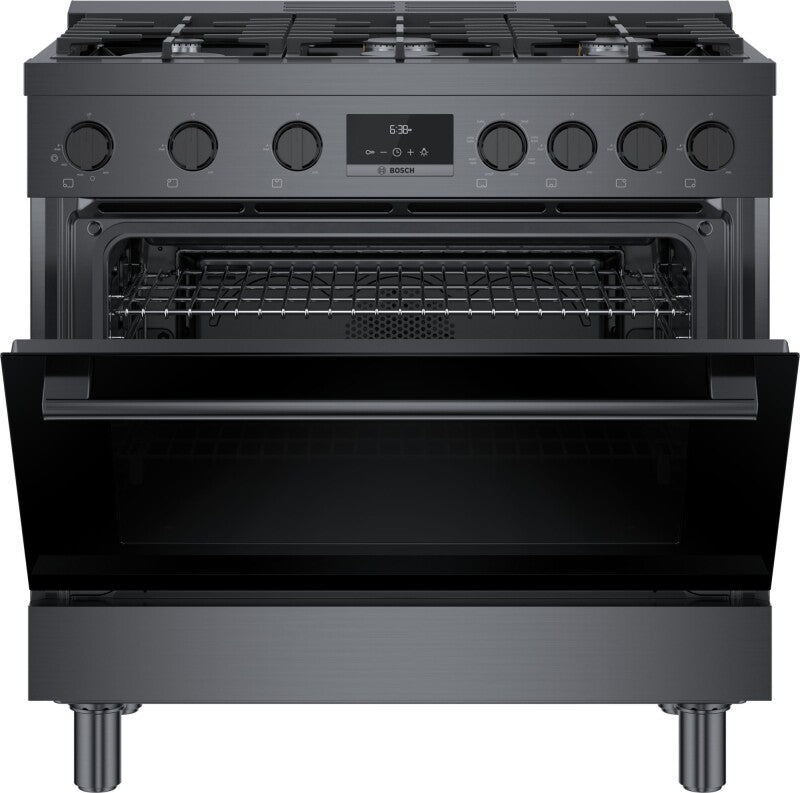 800 Series Dual Fuel Freestanding Range 36" Black Stainless Steel - (HDS8645U) - BOSCH