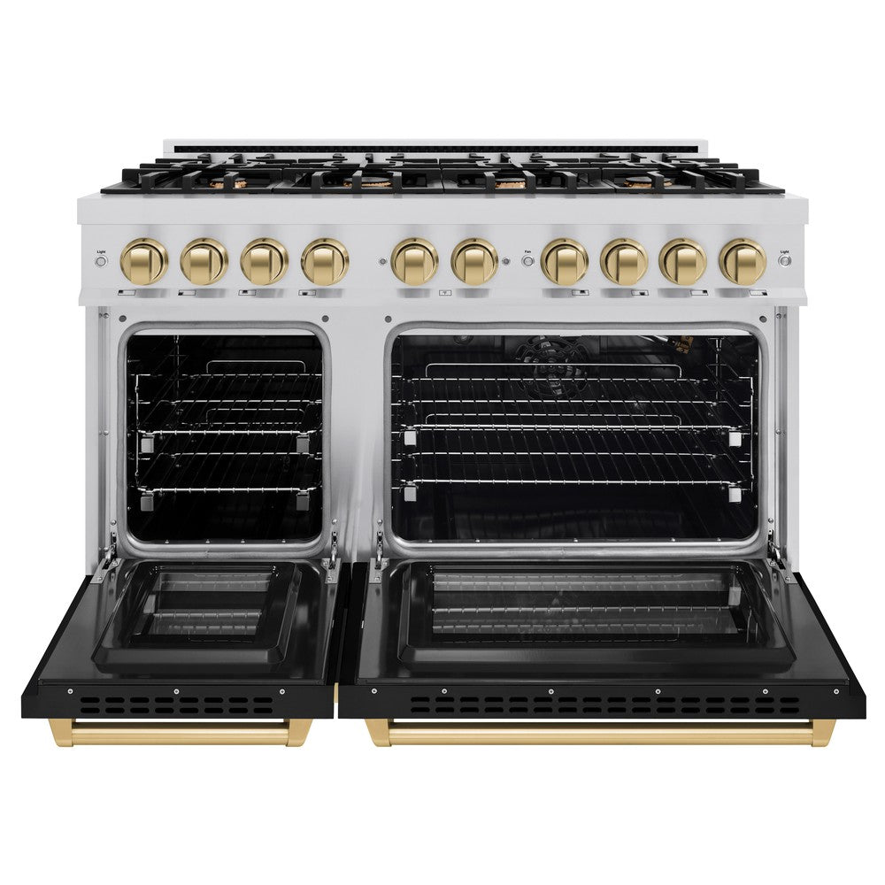 Autograph Edition 48 in. 6.7 cu. ft. Select Double Oven Gas Range with 8 Burner Cooktop - (HGRZBLM48CB) -