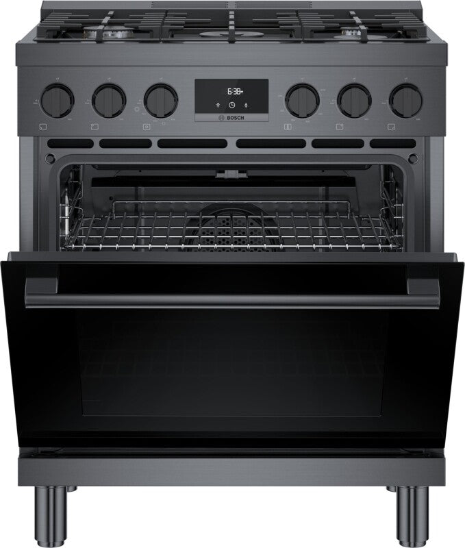 800 Series Gas Freestanding Range 30" Black Stainless Steel - (HGS8045UC) - BOSCH