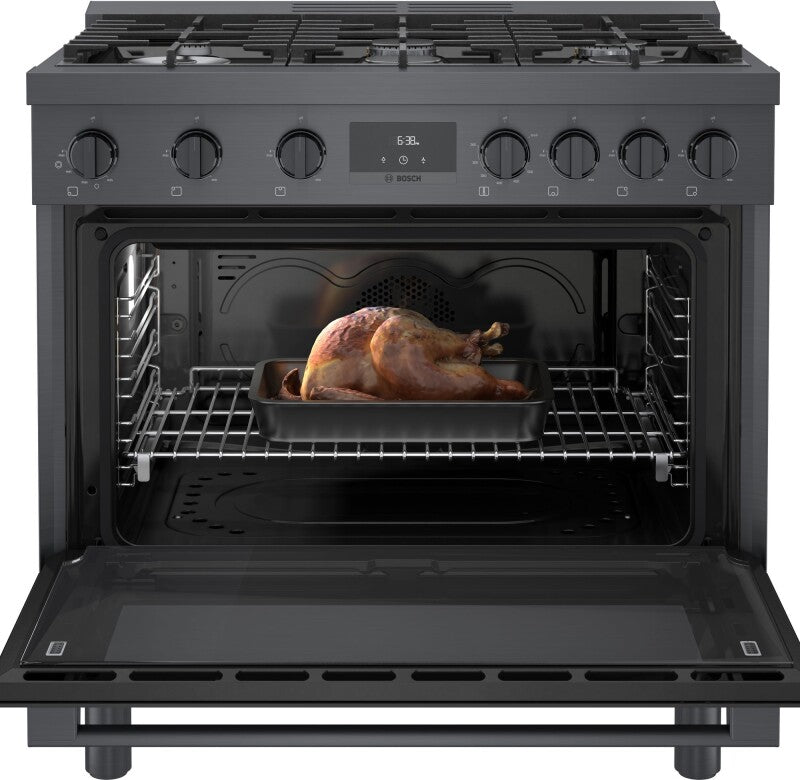 800 Series Gas Freestanding Range 36" Black Stainless Steel - (HGS8645UC) - BOSCH