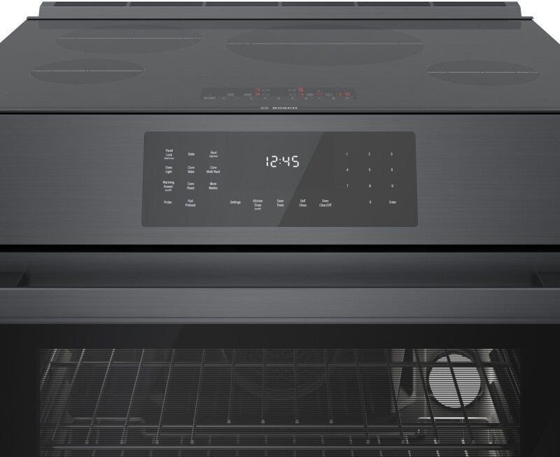 800 Series Induction Slide-in Range 30" Black Stainless Steel - (HII8047U) - BOSCH
