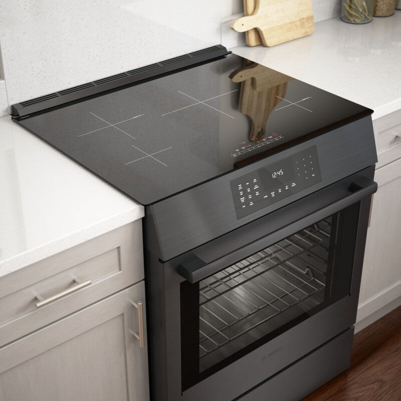 800 Series Induction Slide-in Range 30" Black Stainless Steel - (HII8047U) - BOSCH