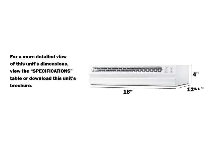 18" Wide Under Cabinet Range Hood (PTC) - (HRTX18WPTC)