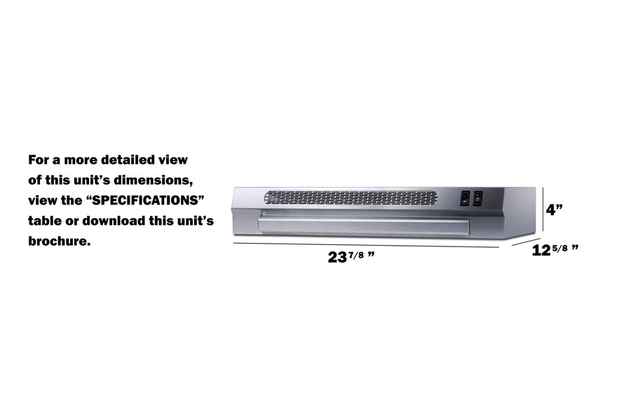 24" Wide Under Cabinet Range Hood (PTC) - (HRTX24SSPTC)