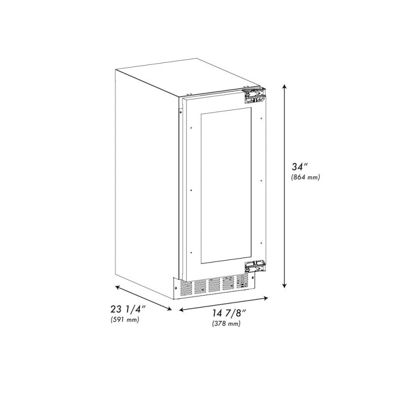 ZLINE Autograph Edition 15 in. Touchstone Clear Cube Ice Maker with Drain Pump and Panel Ready Door with Champagne Bronze Handle (ICCDPZ-15-CB) - (ICCDPZ15CB) -