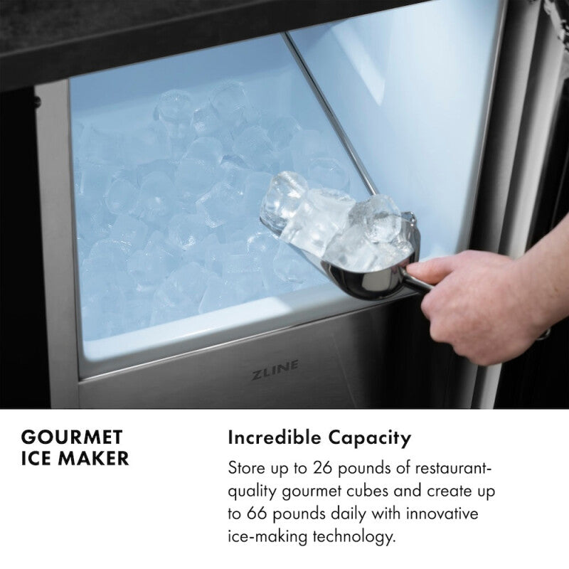 ZLINE 15 in. Touchstone Gourmet Ice Maker with Drain Pump and Panel Ready Door (IGMDP-15) - (IGMDP15) -