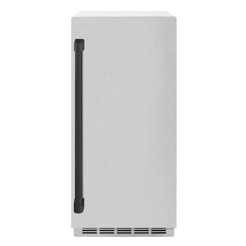 ZLINE Autograph Edition 15 in. Touchstone Gourmet Ice Maker with Drain Pump and Satin Stainless Steel Door with Matte Black Handle (IGMDZ-SN-15-MB) - (IGMDZSN15MB) -