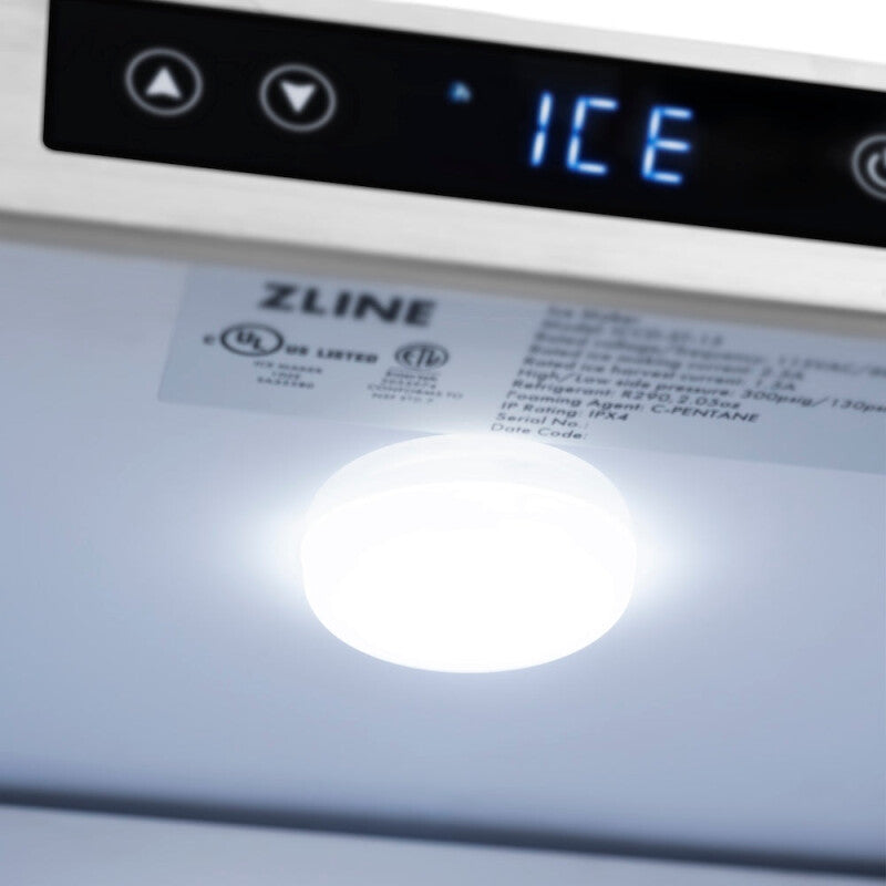 ZLINE Autograph Edition 15 in. Touchstone Gourmet Ice Maker with Drain Pump and Satin Stainless Steel Door with Matte Black Handle (IGMDZ-SN-15-MB) - (IGMDZSN15MB) -