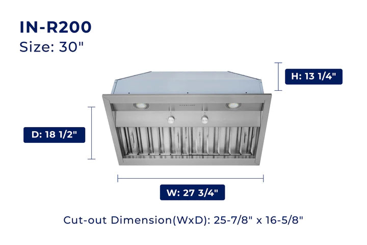IN-R200 Convertible Built-in Range Hood (18.5" Deep)