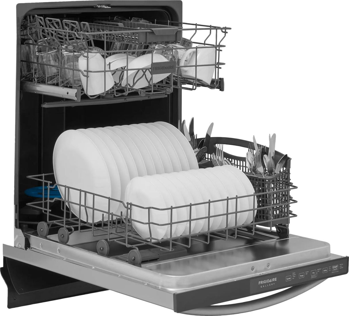Frigidaire Gallery GDHH4527AF dishwasher – loaded rack detail