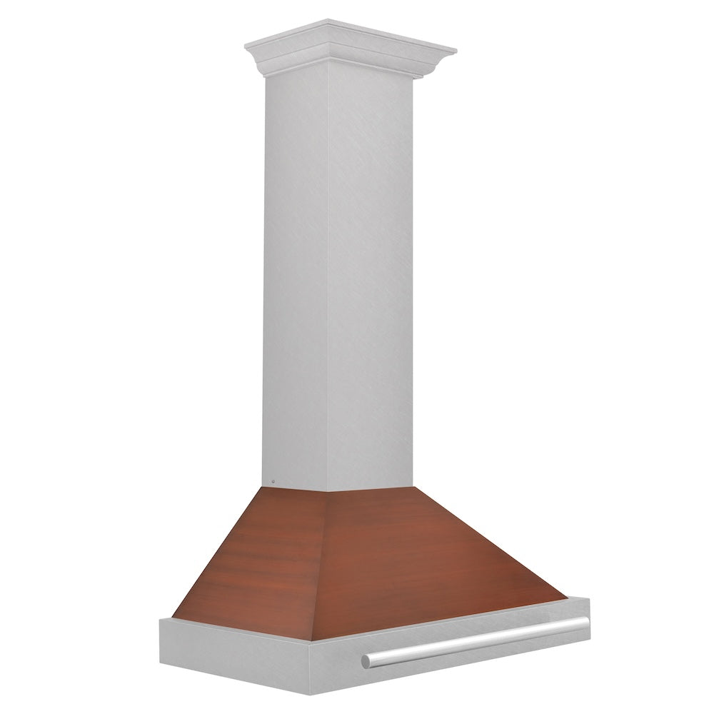 ZLINE 30 in. Convertible Fingerprint Resistant DuraSnow® Stainless Steel Range Hood with Copper Shell and Stainless Steel Handle (KB4SNX-C-30) - (KB4SNXC30) -