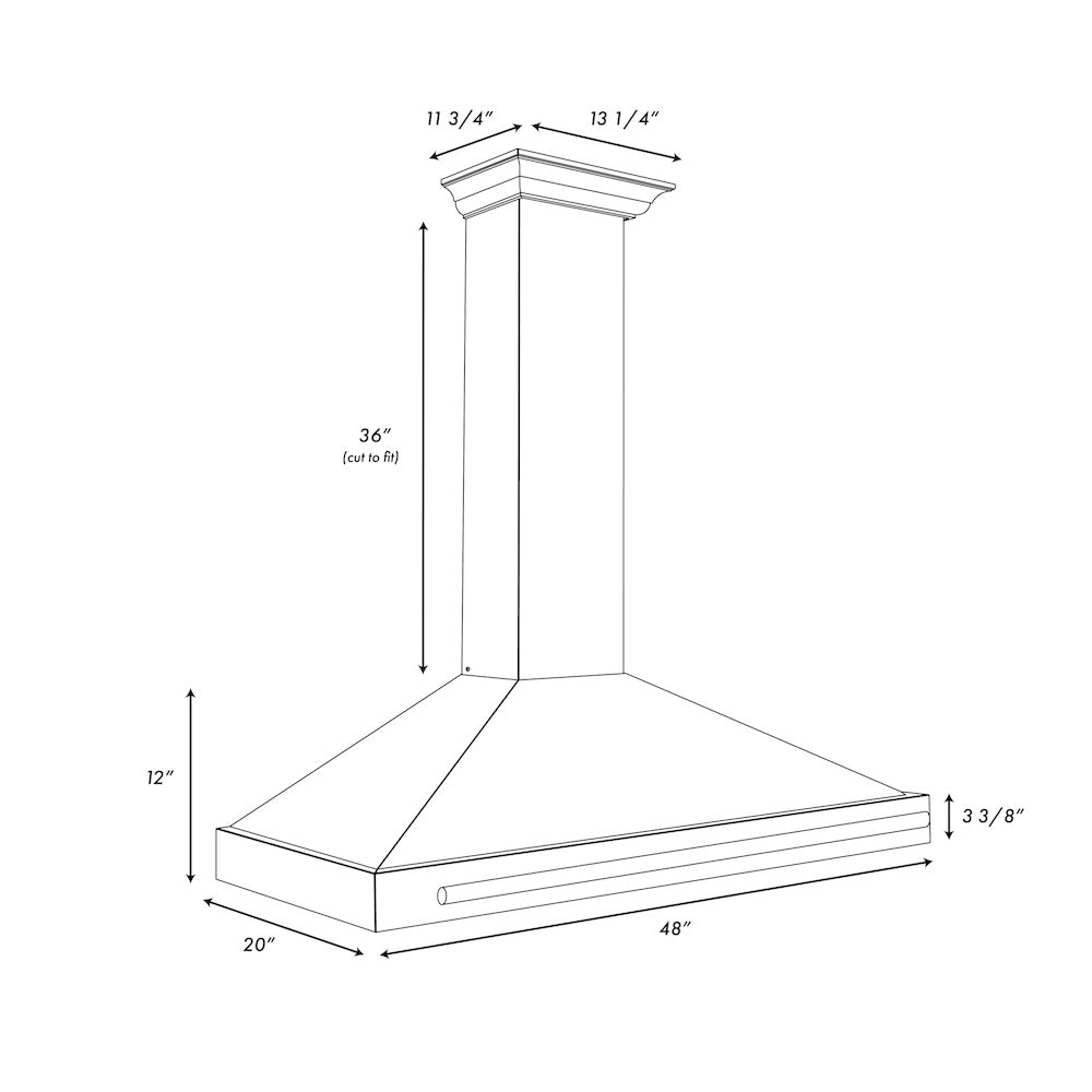 48in. Autograph Edition Convertible Fingerprint Resistant DuraSnow Stainless Steel Range Hood with Black Matte Shell and Champagne Bronze Handle - (KB4SNZBLM48CB) -