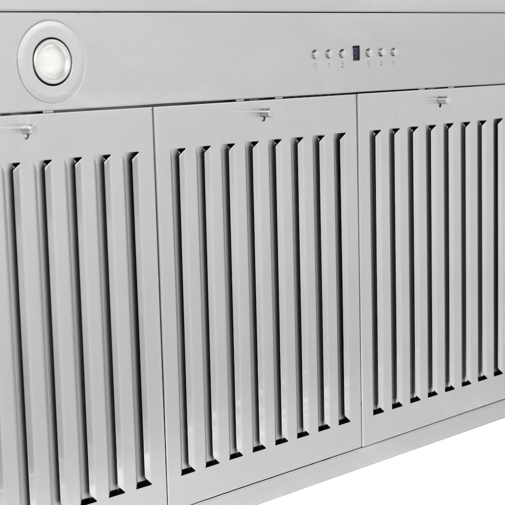 48in. Autograph Edition Convertible Fingerprint Resistant DuraSnow Stainless Steel Range Hood with Black Matte Shell and Polished Gold Handle - (KB4SNZBLM48G) -