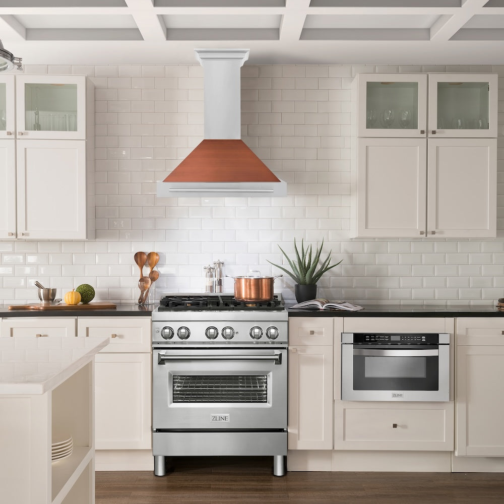 ZLINE 30 in. Convertible Stainless Steel Range Hood with Copper Shell and Stainless Steel Handle (KB4STX-C-30) - (KB4STXC30) -