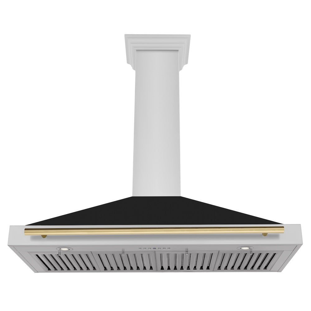Autograph Edition 48 in. Convertible Stainless Steel Range Hood with Black Matte Shell and Accent Handle - (KB4STZBLM48CB) -
